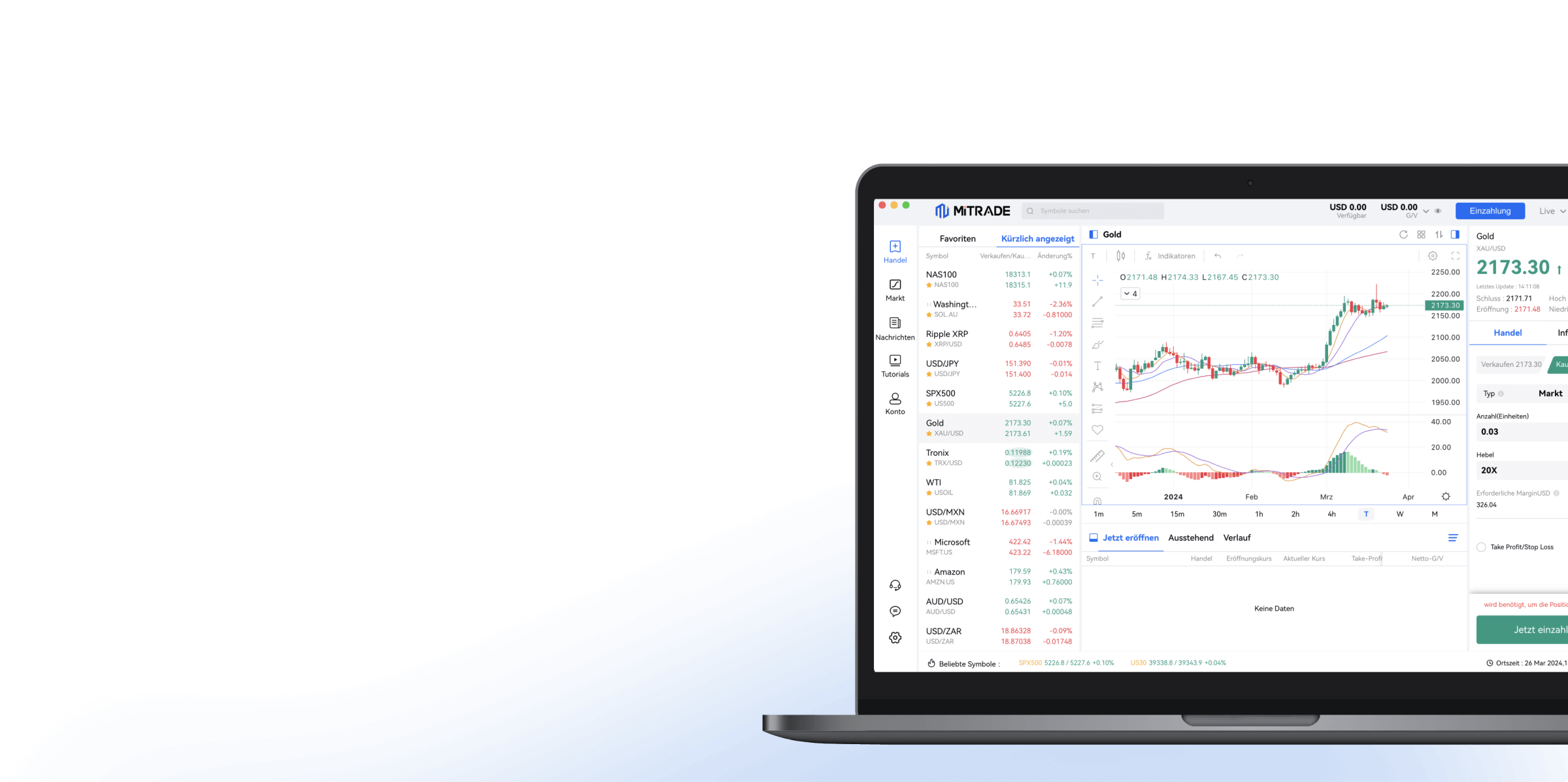 Mitrade Desktop-Anwendungsschnittstelle