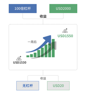 一张图片展示在交易过程中使用杠杆的原理。