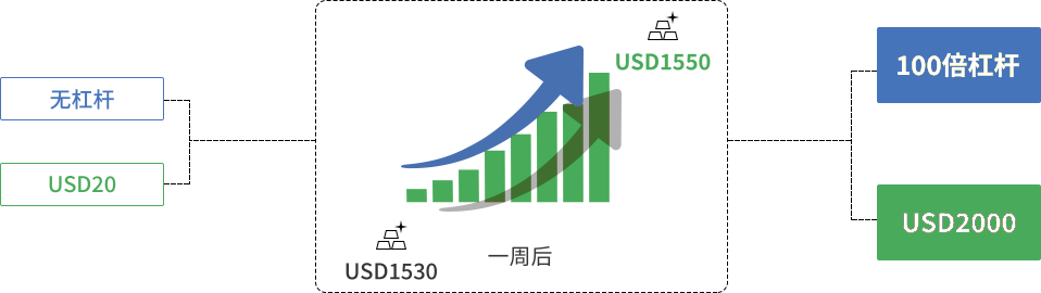 一张图片展示在交易过程中使用杠杆的原理。
