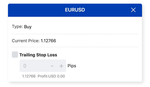 Gif yang menunjukkan cara menggunakan trailing stop loss di Mitrade.