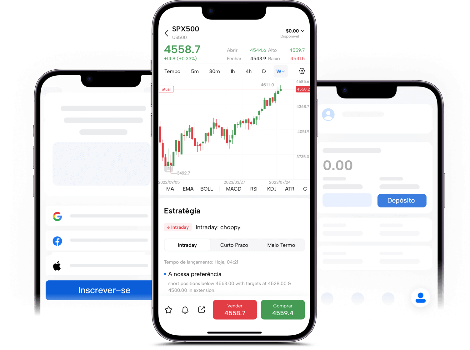 Uma imagem da interface diferente do aplicativo móvel Mitrade.